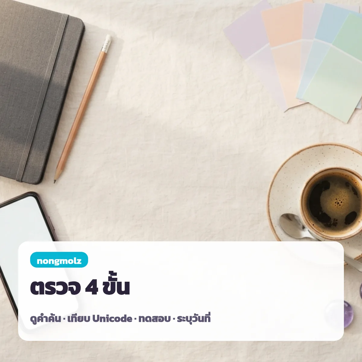 ขั้นตอนตรวจตัวอักษรพิเศษของ nongmolz เทียบ Unicode ทดสอบ ระบุวันที่
