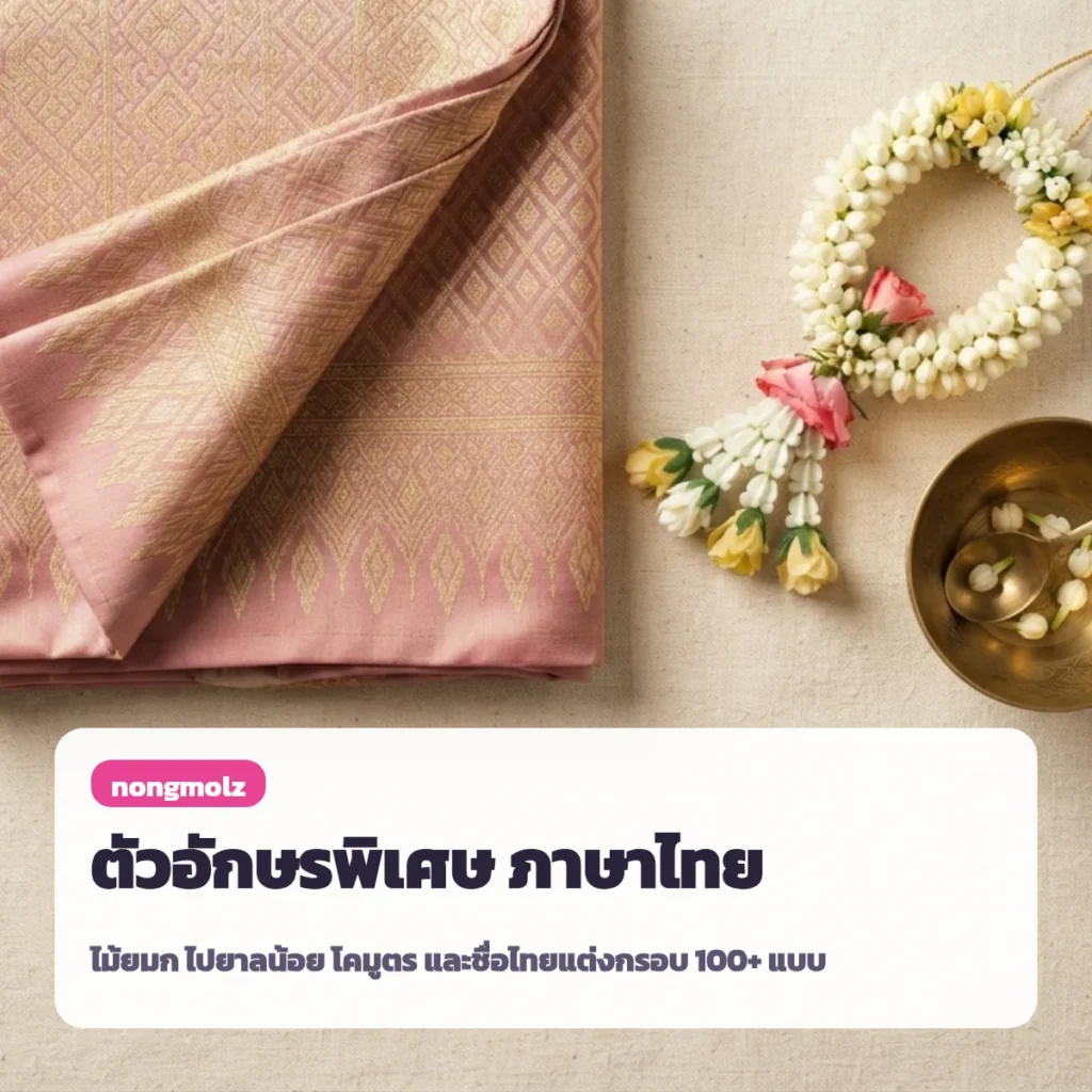 ตัวอักษรพิเศษ ภาษาไทย ไม้ยมก ไปยาลน้อย โคมูตร ชื่อไทยแต่งกรอบ 100+ แบบ nongmolz
